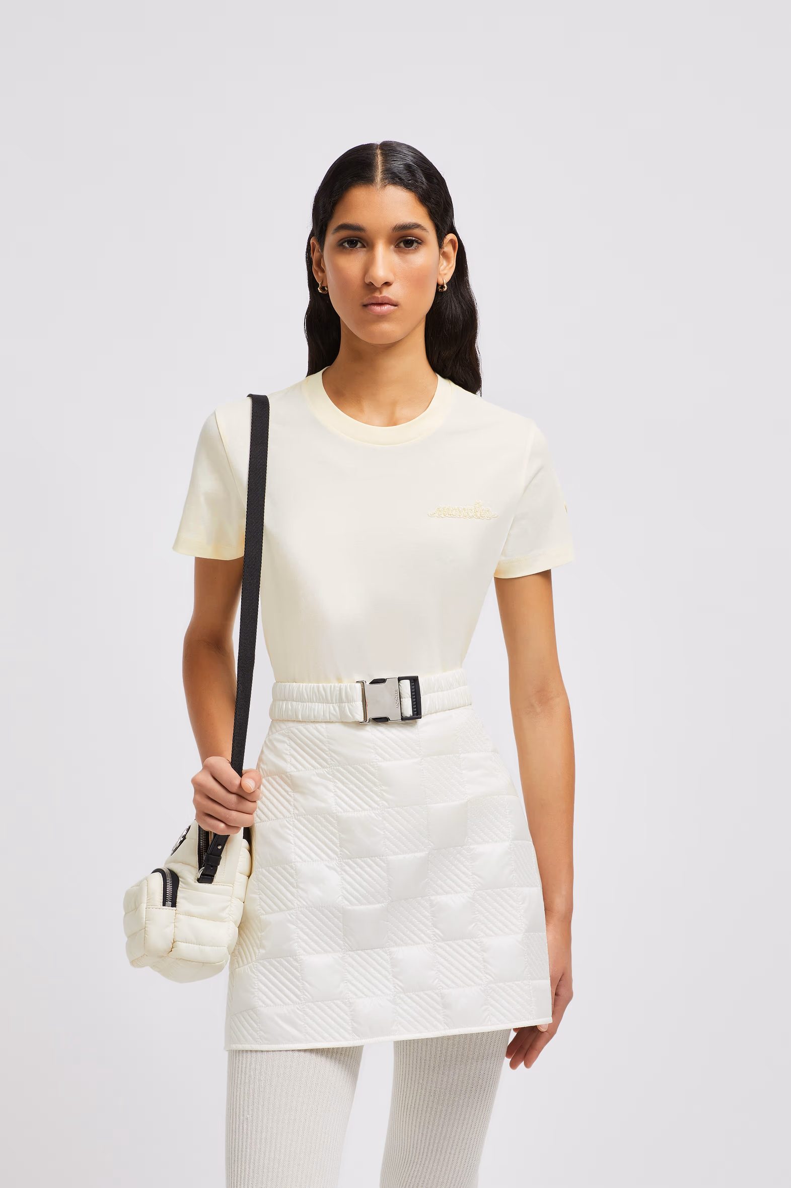 Camiseta de algodón con logotipo de cuentas Mujer Blanco Moncler 0